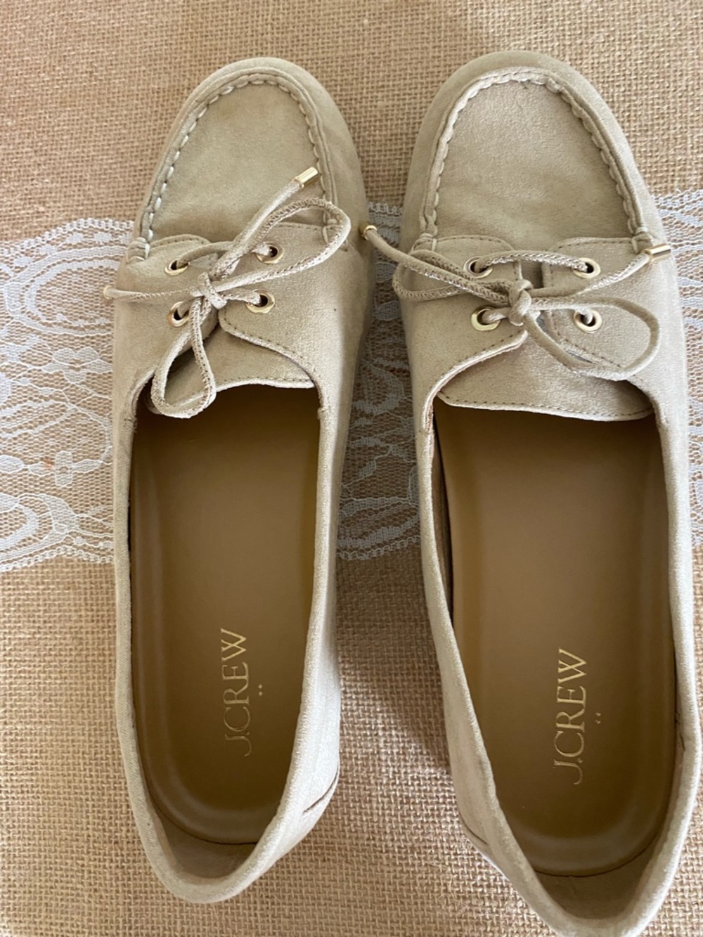 J. Crew Factory Women's Suede Moccasins in Light Beige